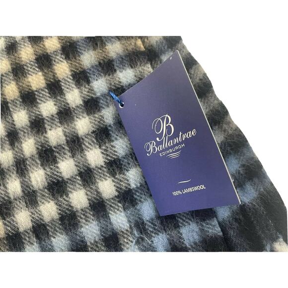 ballantrae lambswool dark grey optical check scarf - Picture 2 of 3